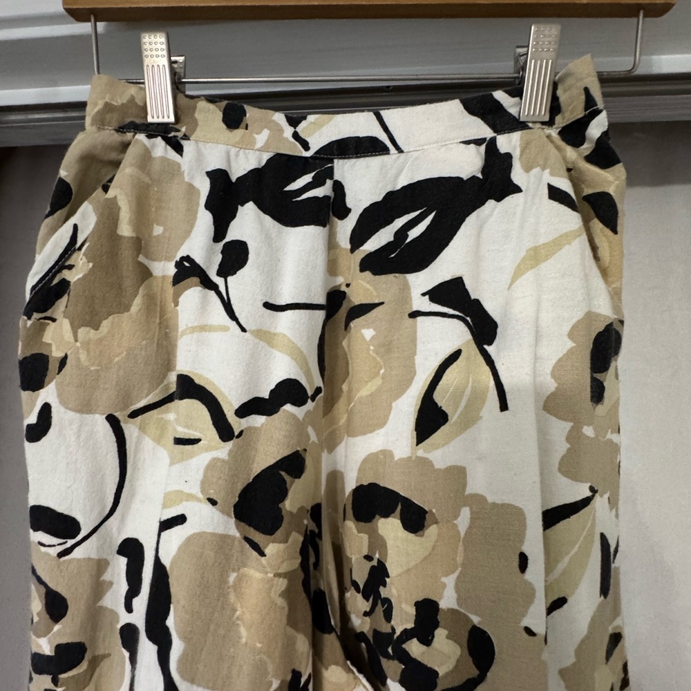 Fun Cotton Wide Leg Pants, Black, White, & Tan, Size S